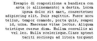 esempio di testo a bandiera destra