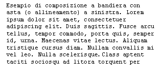 esempio di testo a bandiera sinistra