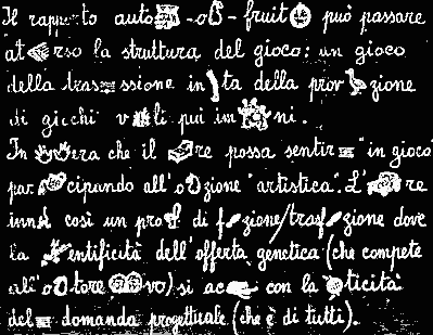 esempio di scrittura verbo-visiva, fondo nero