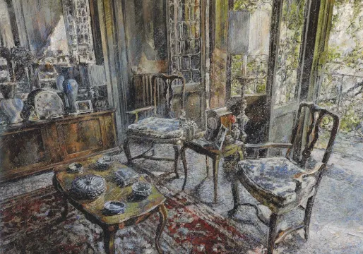 Minotto Raffaele, Le luci dell'attesa, 2018, Olio su tavola, 120 x 120 cm