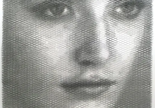 Giorgio Tenotolini, Claire - Movimento 2 (Elementi per una teoria delle jeune fille), 2018, 10 reti in metallo, intagliate a mano e sovrapposte a fondale bianco, 100x100cm