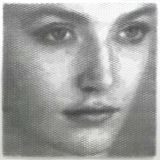 Giorgio Tenotolini, Claire - Movimento 2 (Elementi per una teoria delle jeune fille), 2018, 10 reti in metallo, intagliate a mano e sovrapposte a fondale bianco, 100x100cm