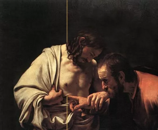 Giovanni Viola, Elaborazione digitale sull’Incredulità di San Tommaso di Caravaggio (2021)