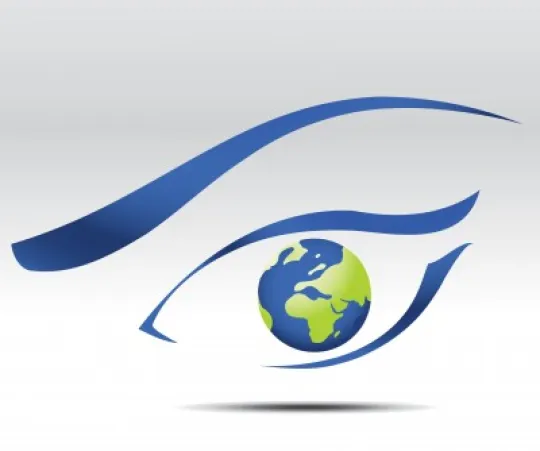 disegno stilizzato di un occhio la cui pupilla è la Terra